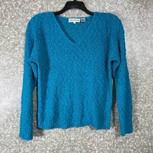 Alyssa Brooks Women's Vintage Bright Blue Boucle Sweater - Size Large - Cozycore